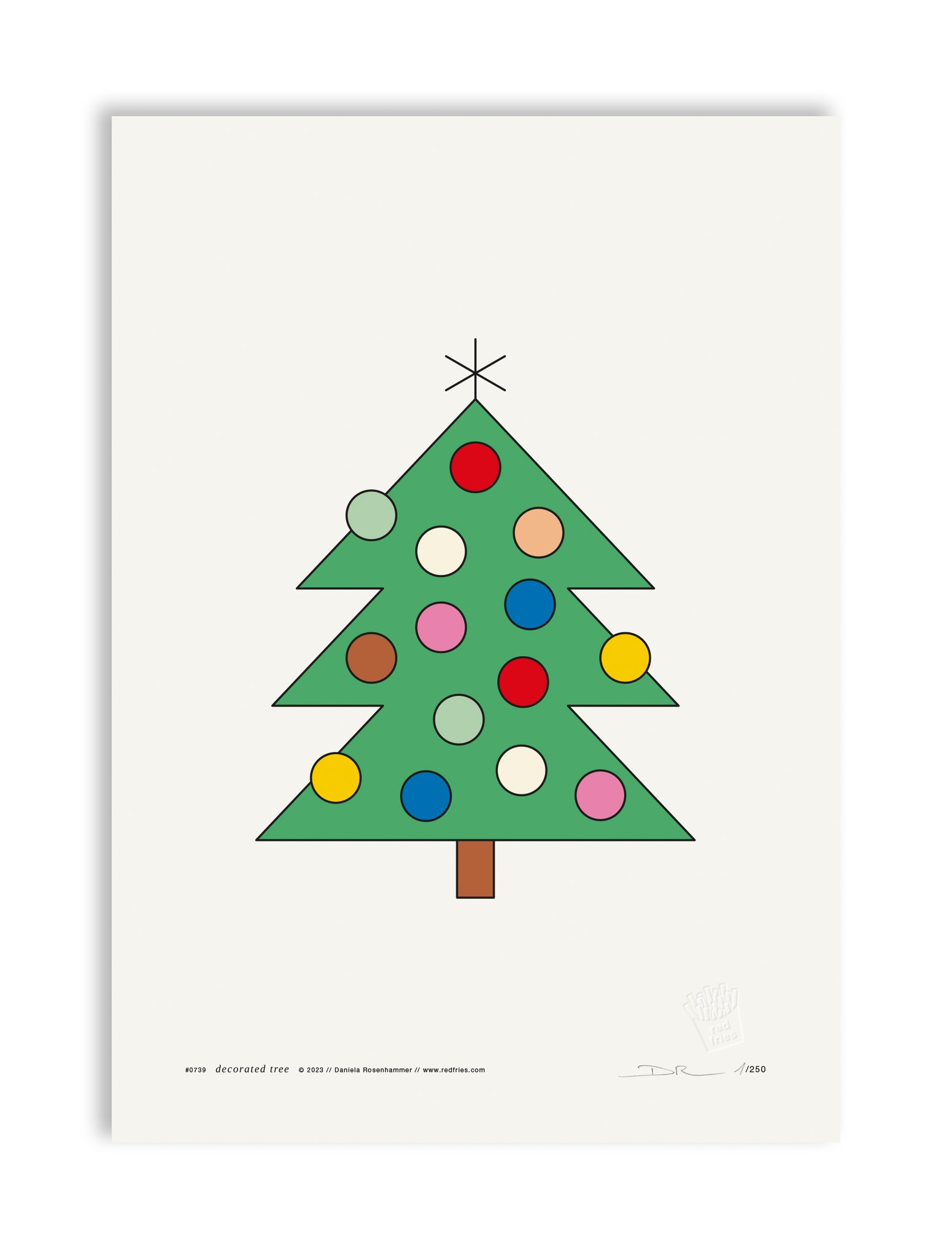 #0739 decorated tree white a3