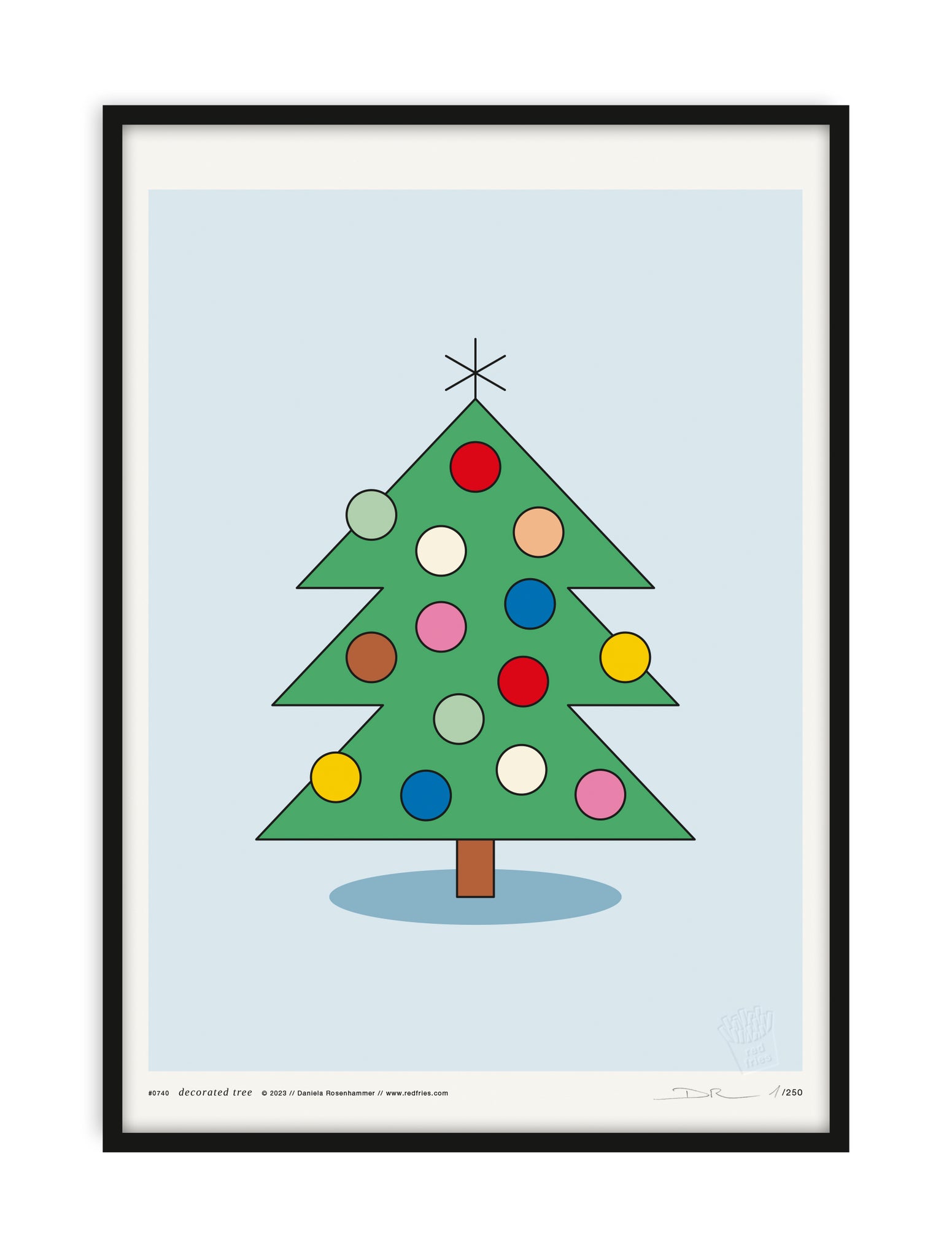 #0740 decorated tree blue a3