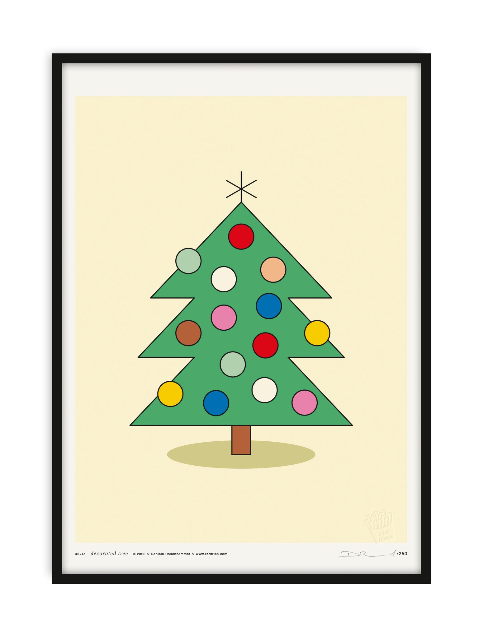 #0741 decorated tree yellow a3