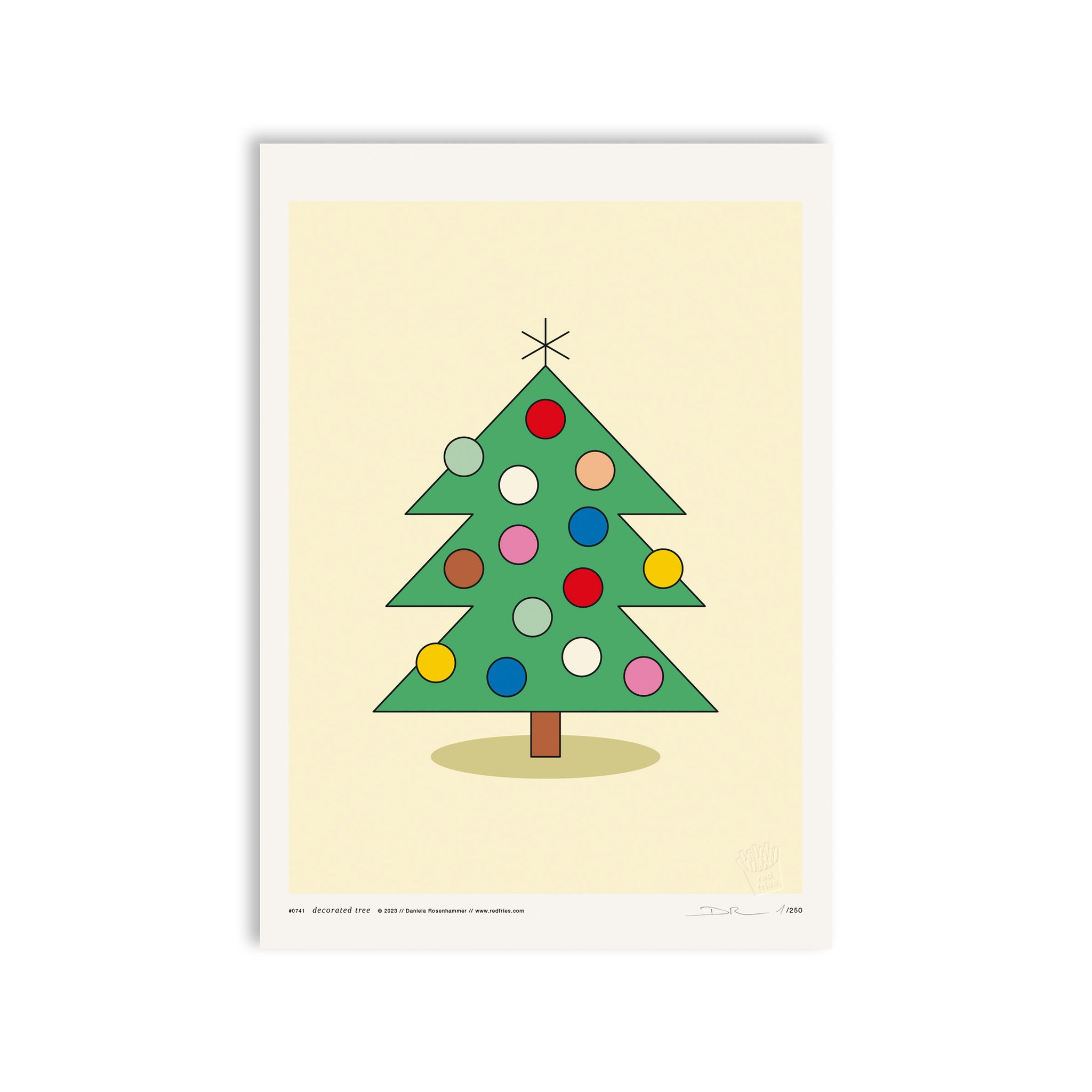 #0741 decorated tree yellow a3